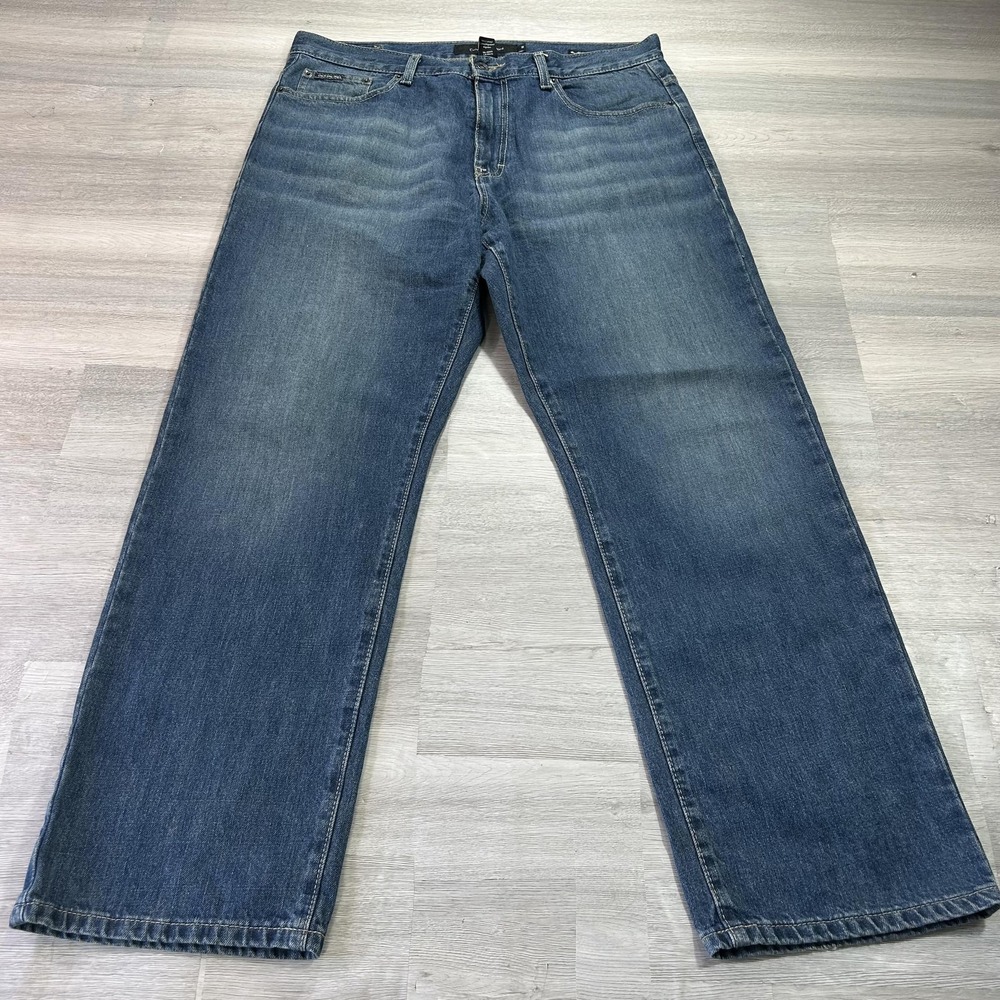 VINTAGE Calvin Klein Jeans Mens 36x32 Blue Relaxed Straight Denim Med Wash Pants